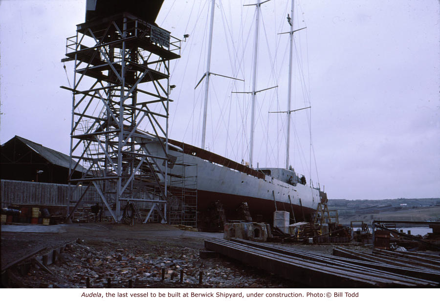 Audela, the last vessel to be built at Berwick Shipyard, under construction. Photo:© Bill Todd