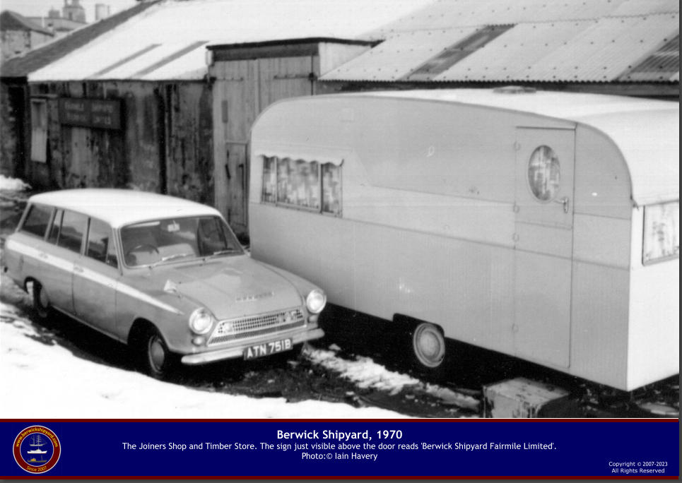 Berwick Shipyard, 1970The Joiners Shop and Timber Store. The sign just visible above the door reads 'Berwick Shipyard Fairmile Limited'. Photo:© Iain Havery   Copyright © 2007-2023All Rights Reserved